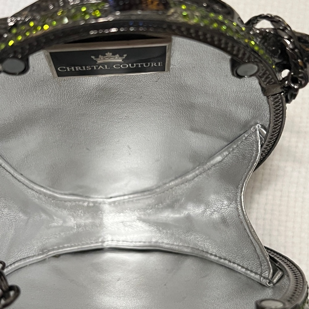 Crystal Couture Green Turtle Clutch | Crystal Rhinestone Evening Bag - Picture 3 of 7